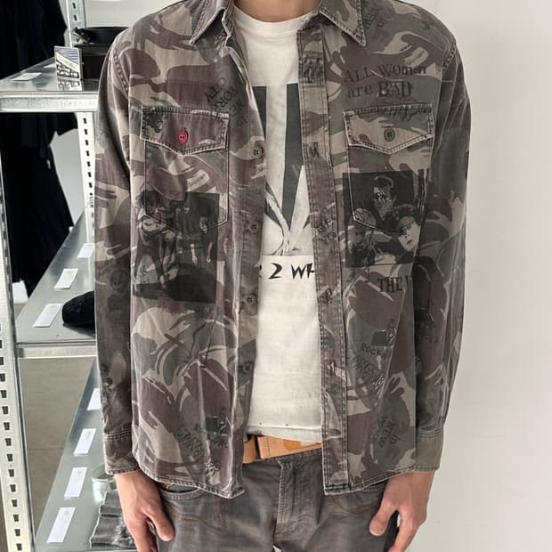 히스테릭 글래머 프린팅 카모 셔츠