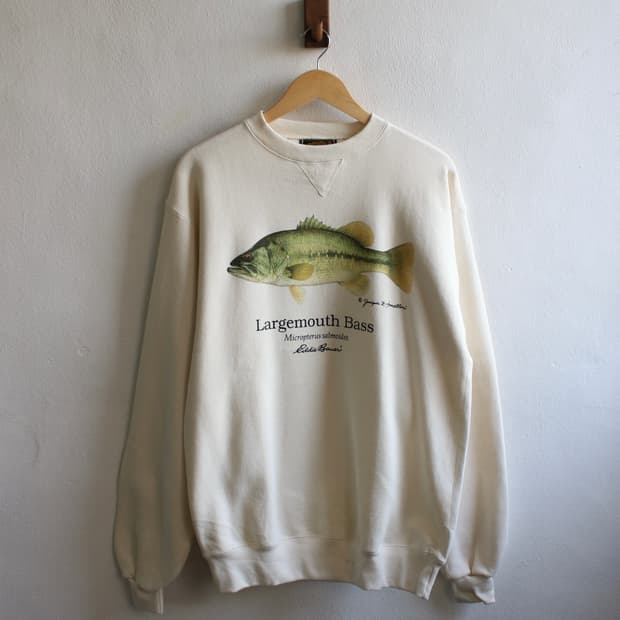 90s 에디바우어 배스 프린트 스웻셔츠