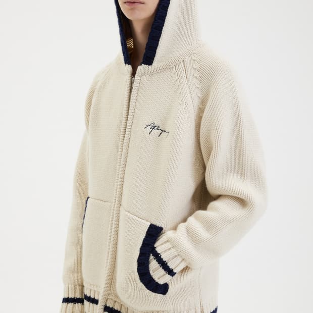 애프터프레이 코위찬 집업 니트 후디 아이보리 S size