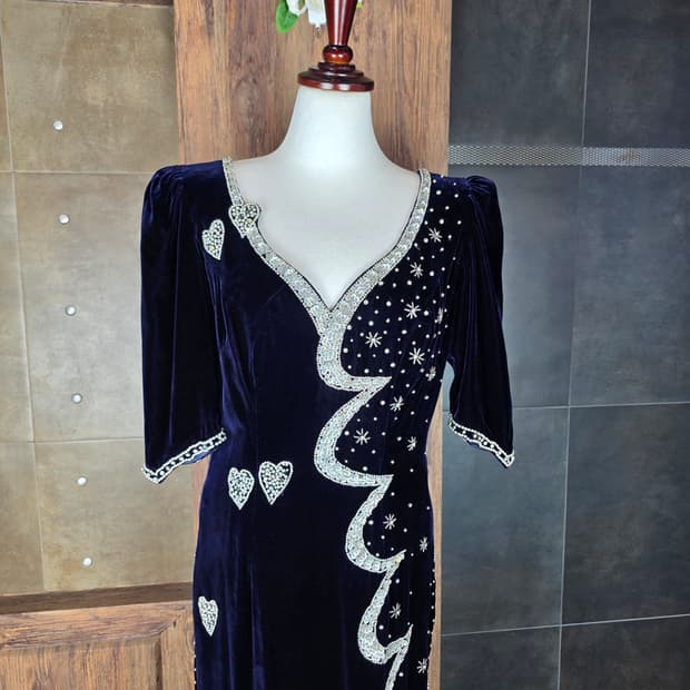 벨벳 스팽글 럭셔리 드레스 