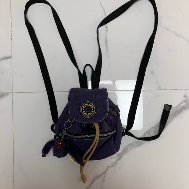 Y2K 희귀 키플링 마이크로 미니 백팩 퍼플 보라색 고릴라 키링포함