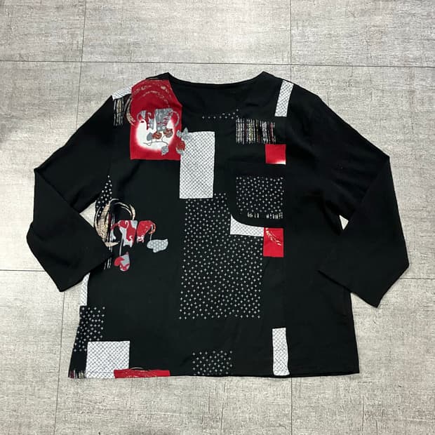 일본빈티지 하구미모리걸 할메카지 원포켓 롱슬리브