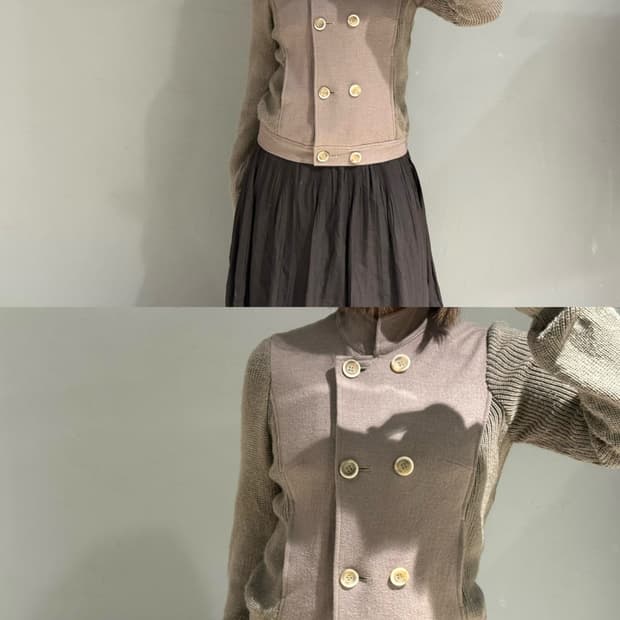 2-button knit mix detail jacket