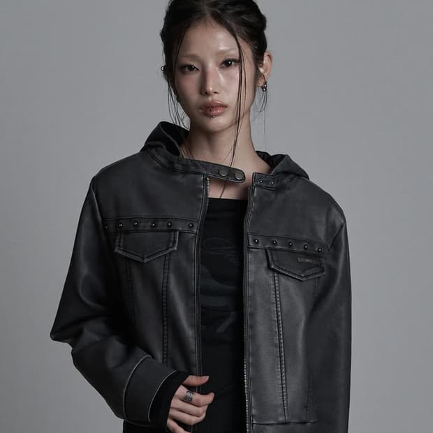 애즈유아 트릭 레더 후디 가죽 자켓