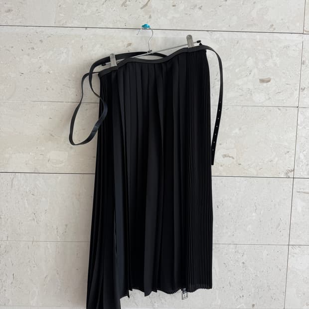 질샌더 JIL SANDER 플리츠 워랩 레더 벨트 미디 스커트 34  컬