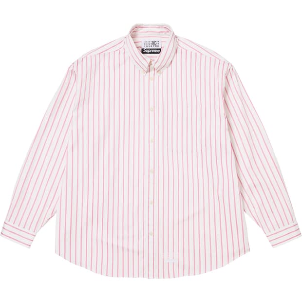 슈프림 x MM6 메종 마르지엘라 스트라이프 셔츠 화이트 - 26SS