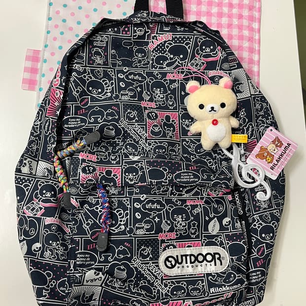 리락쿠마 카툰 백팩 🐻 다크네이비