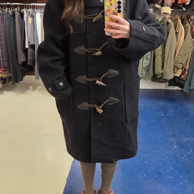 Japanese vtg 우드 토글 네이비 더플 코트