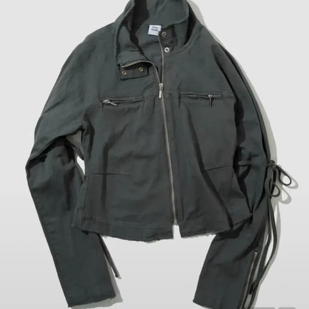 플레이스스튜디오 데미지 빈티지 워싱 스트릿 라인 코튼 집업 자켓 차콜