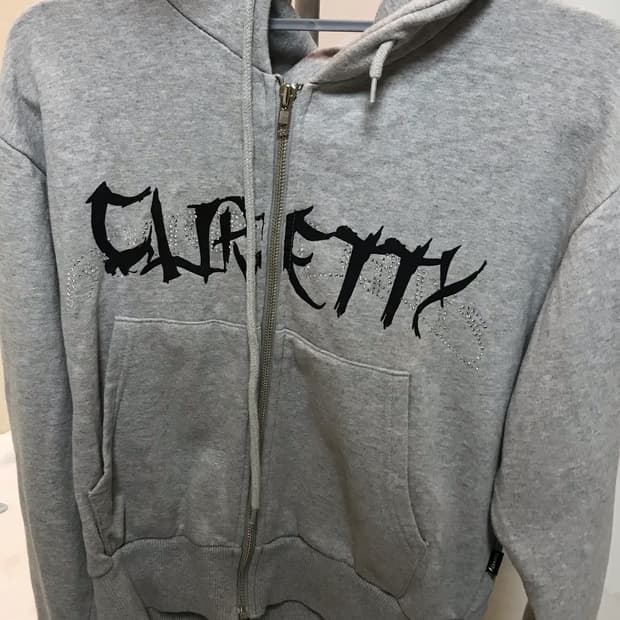 C RHINESTONE HOODIE JUMPER_GREY