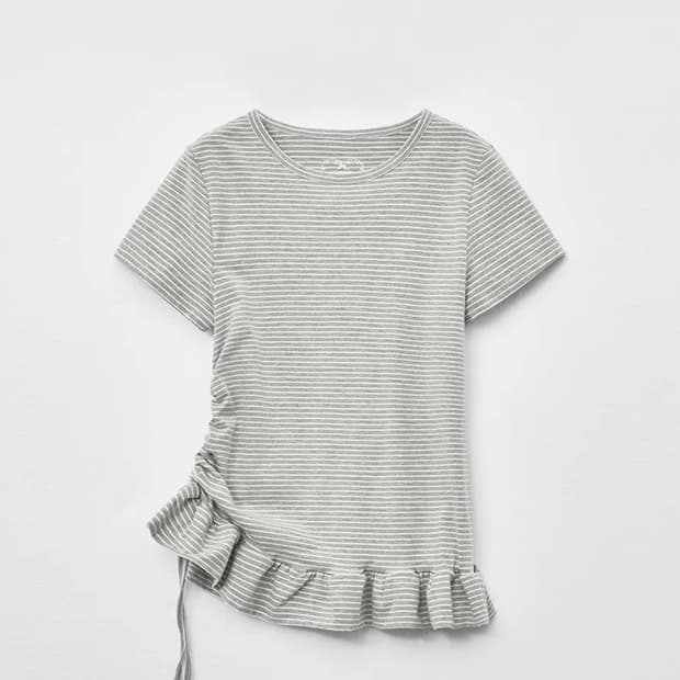 몽돌 스트라이프 프릴 반팔티