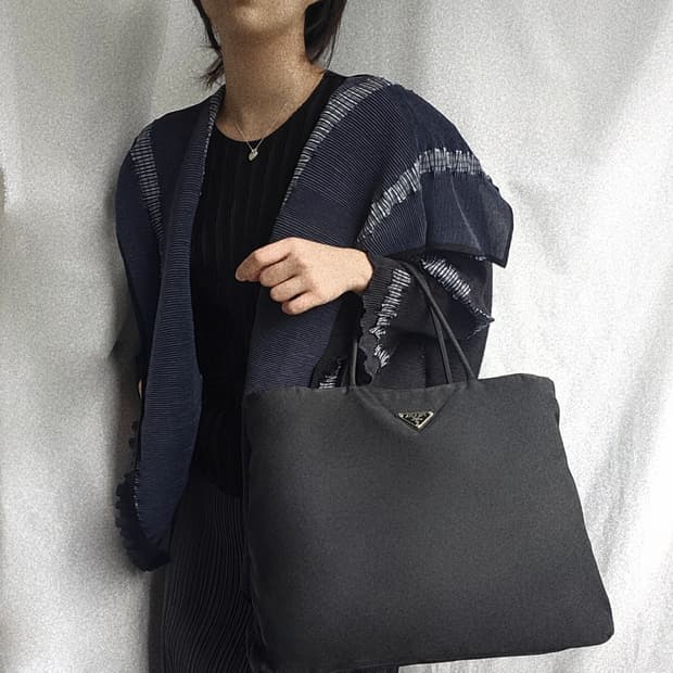 [정품 PRADA] 프라다 포코노 나일론 사각 토트백 라지