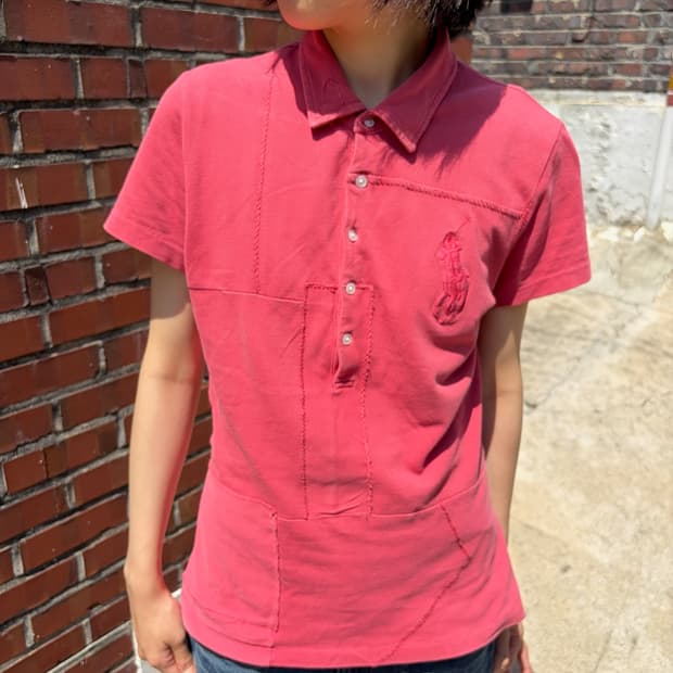 Polo Ralph Lauren 인디 핑크 절개 빅포니 반팔 카라티 L