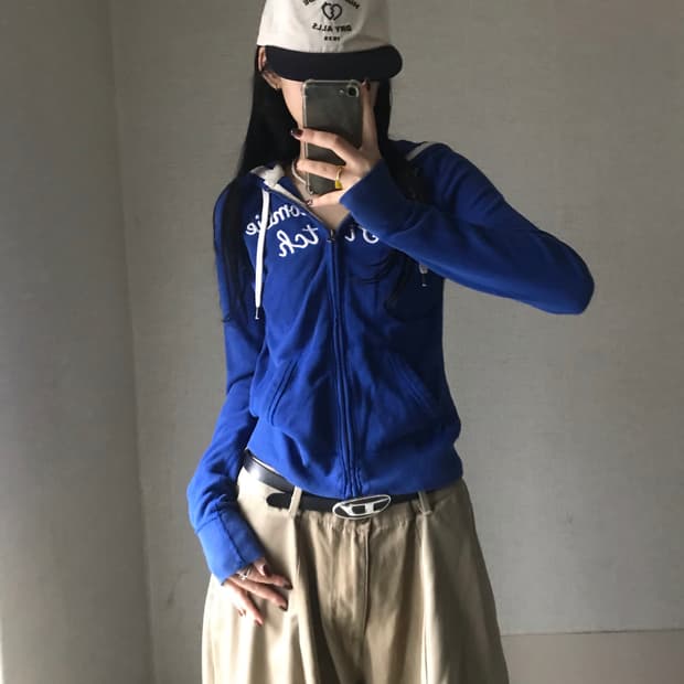 아베크롬비 블루 슬림핏 후드집업