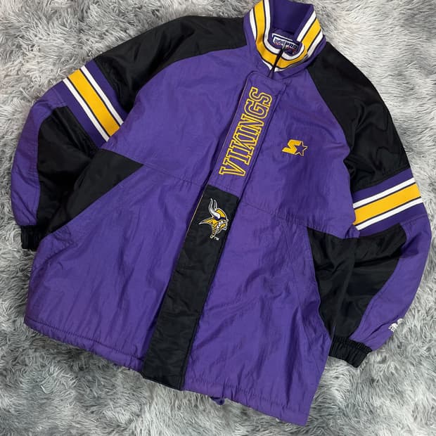90s 스타터 NFL 바이킹즈 빅로고 누빔 점퍼 자켓 5487