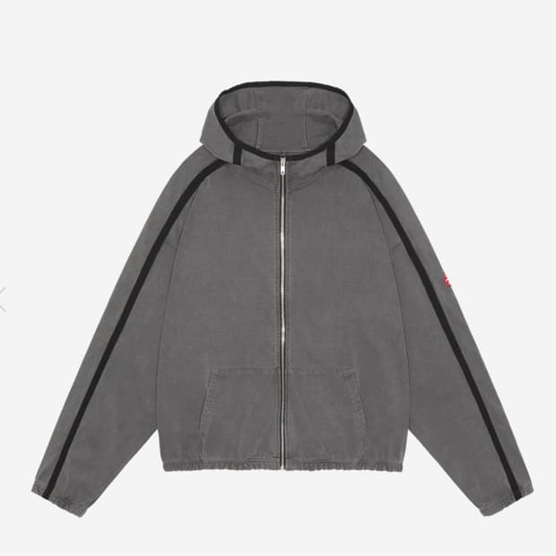 Cav Empt 카브엠트 오버다이 테이프 라이트 집 후드 차콜 24FW