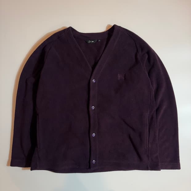 니들스 x 유니클로 릴랙스 퍼플 후리스 가디건