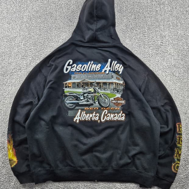 할리데이비슨 캐나다 엘버타 플레임 후드 집업 (2XL추정) / 10933