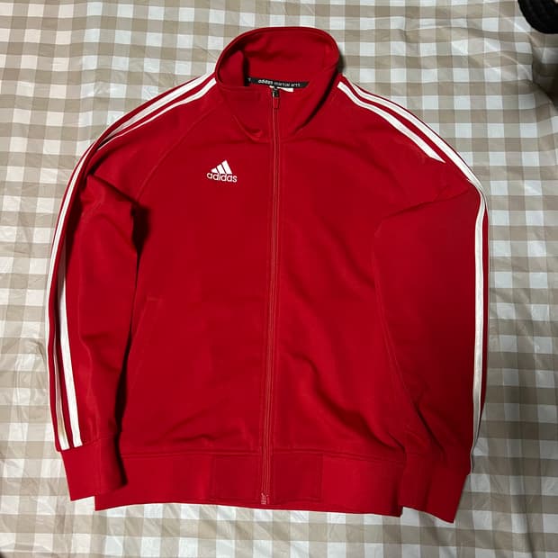 아디다스 마샬아츠 져지 레드 S 집업 삼선 트랙탑 Y2K