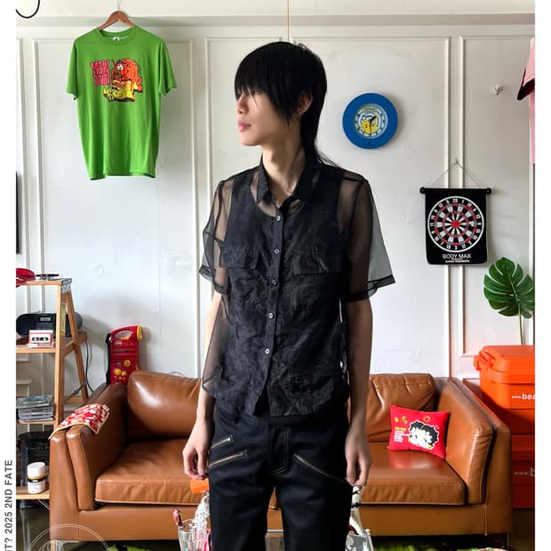 JPN Vintage See Through Black Half Shirt