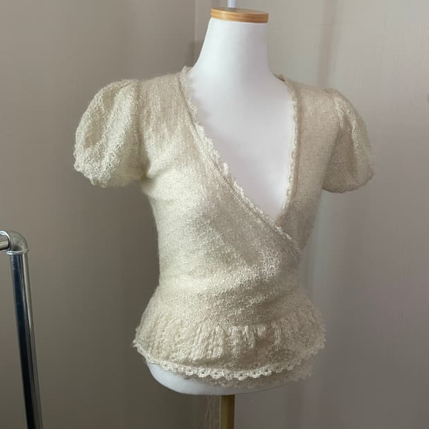 빈티지 발레코어 글리터 랩 니트 탑