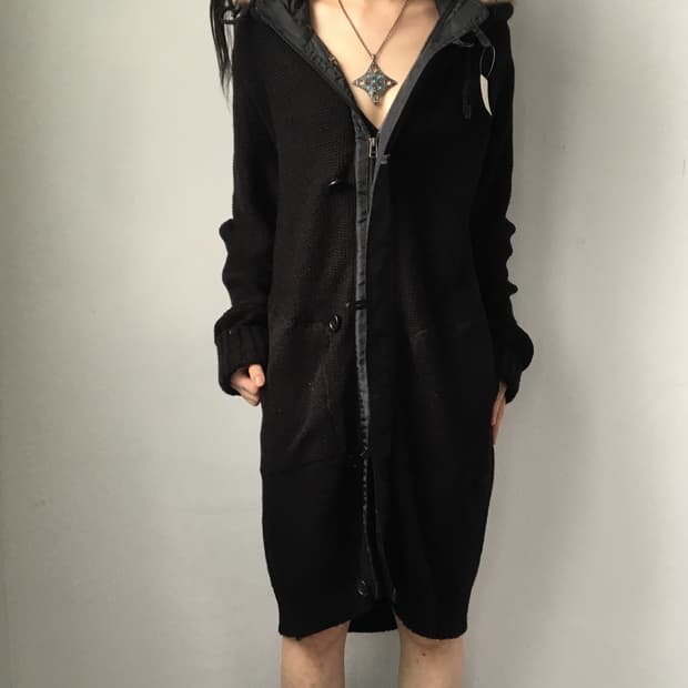 Fake fur hood knit zip up