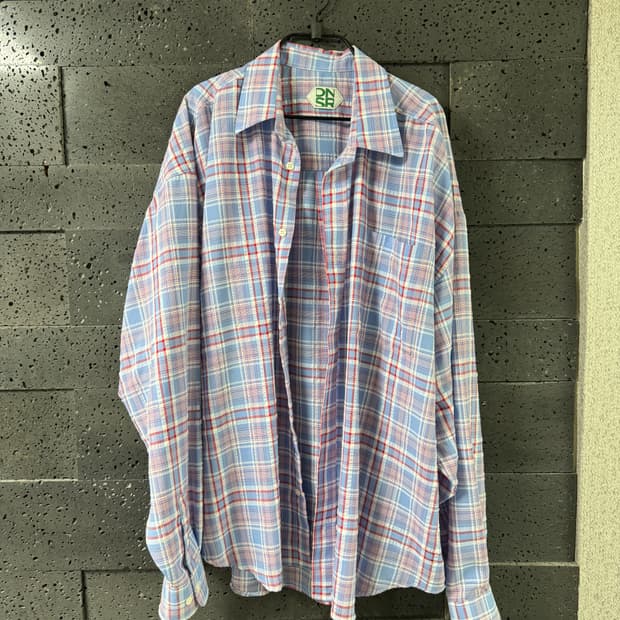 dnsr 오버사이즈 체크셔츠 핑크블루