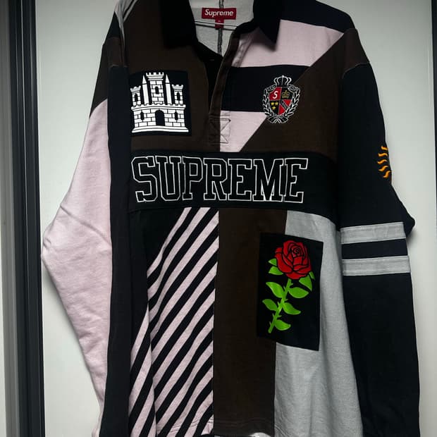 슈프림 로즈 럭비 블랙 XL