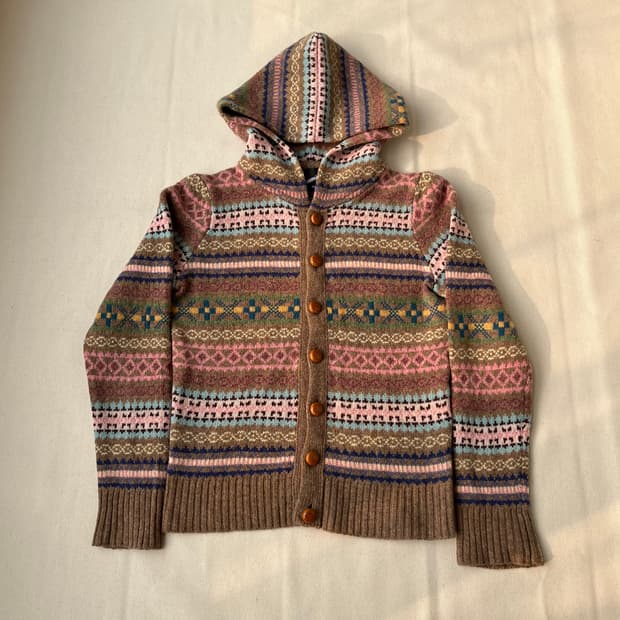 빔즈 보이 페어아일 니트 후드 자켓