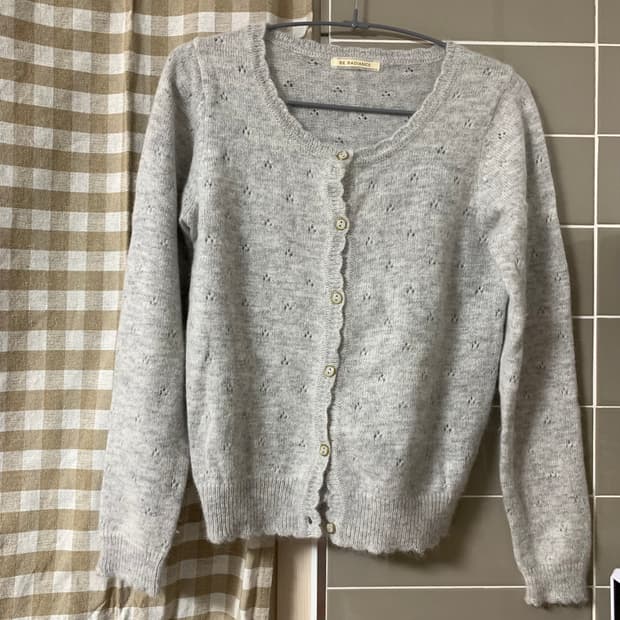 빈티지 앙고라 그레이 가디건