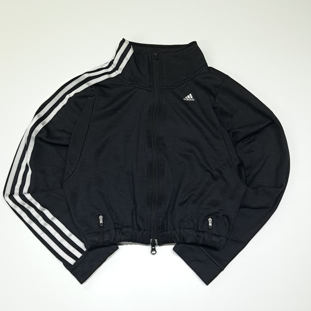 CL818 FREE 아디다스 기모 비대칭 블랙 크롭 집업 자켓