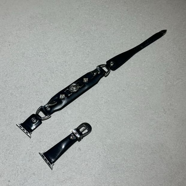 토가 레더 워치 스트랩 블랙