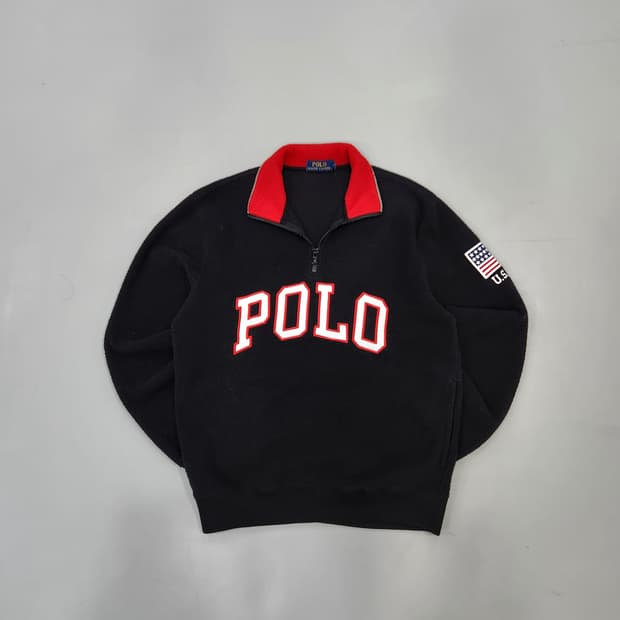 폴로 랄프로렌 90's USA 성조기 하프집업 플리스 S