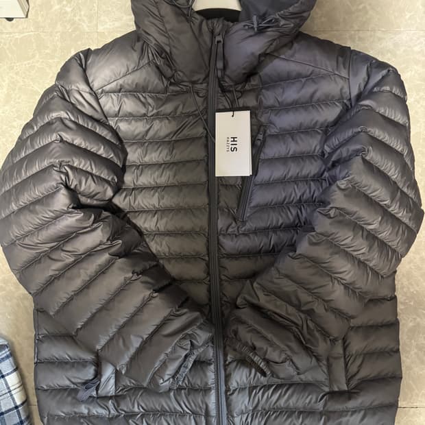 M사이즈 헤지스 경량 구스다운 패딩 그레이