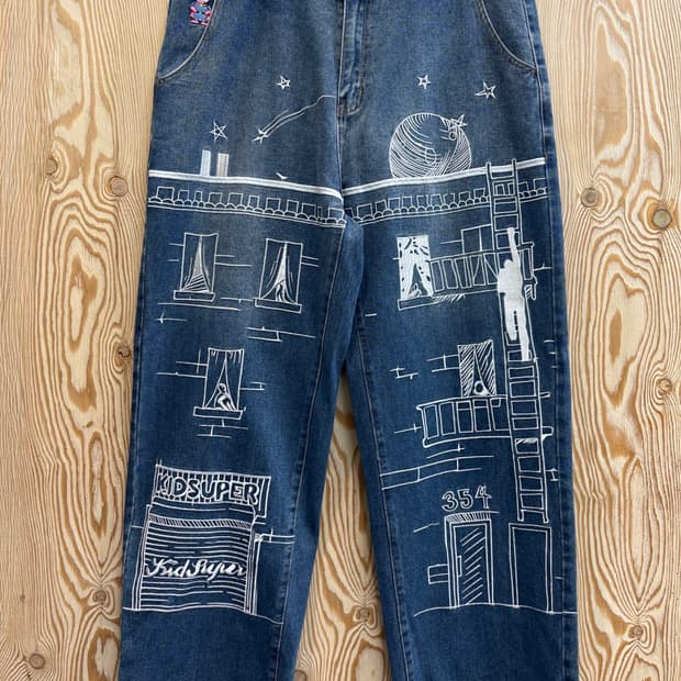 키드슈퍼스튜디오 자수 그래픽 데님팬츠
