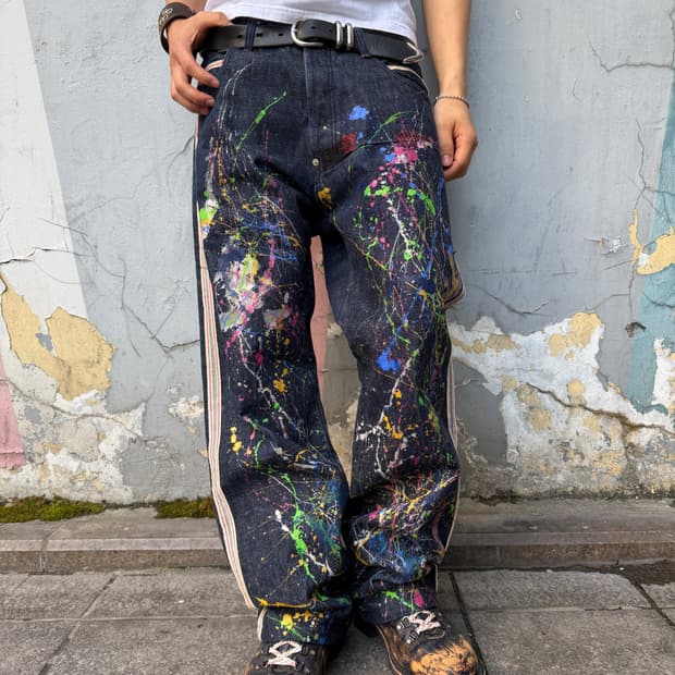 Evisu Black Cherry Splash denim pants