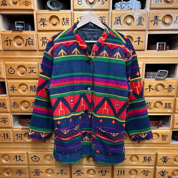 (XL) 빈티지 나바호 패턴 울 코트