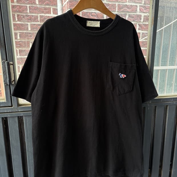 Maison Kitsune 메종 키츠네 트리컬러 폭스 패치 포켓 티셔츠