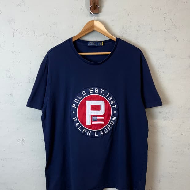 폴로랄프로렌 P로고 반팔티 네이비