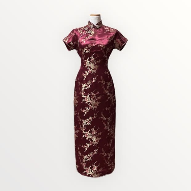 [Vintage] Burgundy Gold Qipao