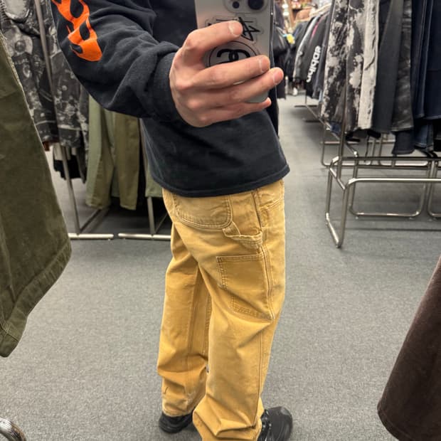 34)칼하트 빈티지 베이지 더블니 워크팬츠