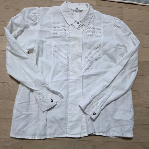 빈티지 자수 블라우스 화이트 레이스  셔츠