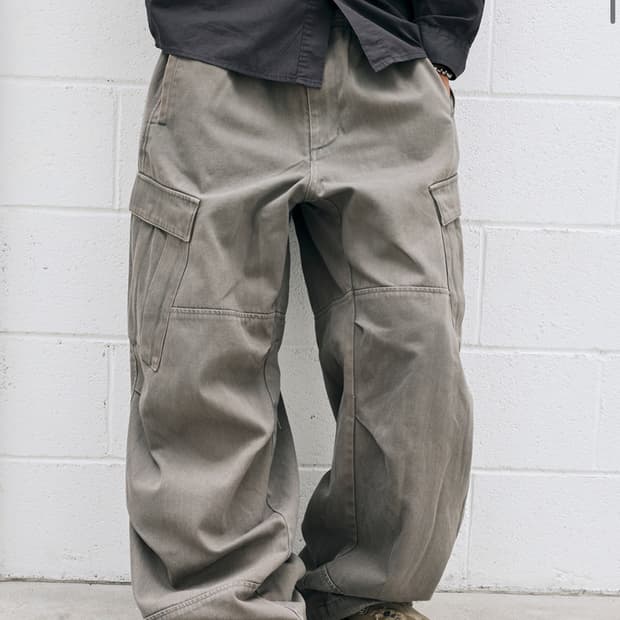 해칭룸 밀팬츠 워시드 올리브