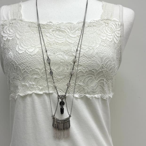 빈티지 보헤미안 실버 목걸이