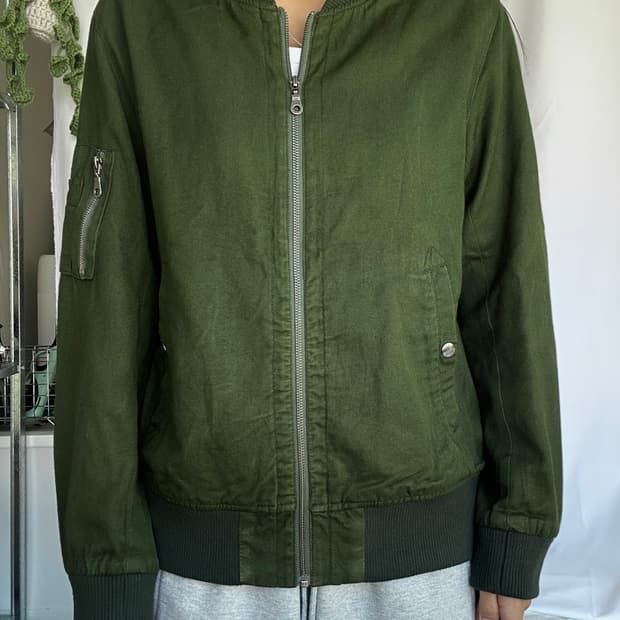 빈티지 카키 블루종 점퍼