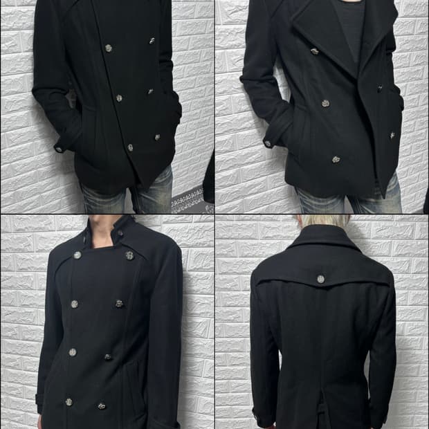 우영미 나폴레옹 버튼 탈부착 카라 코트