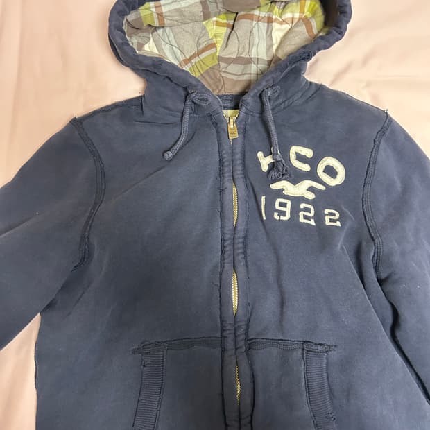 홀리스터 체크 후드집업