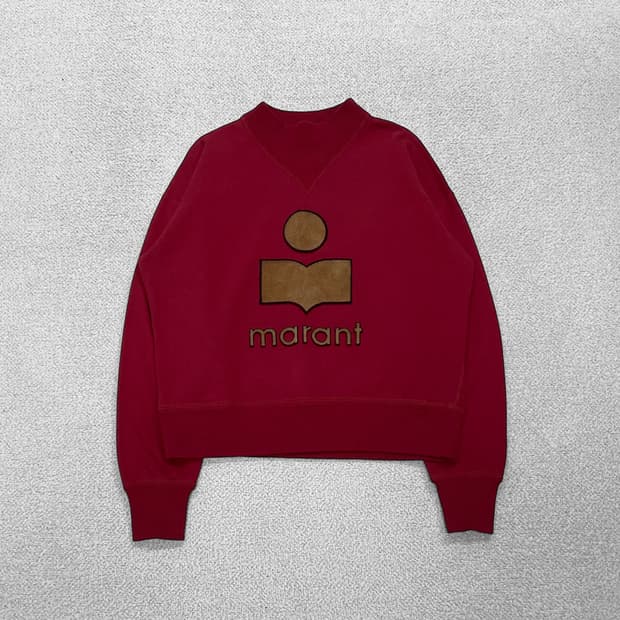 이자벨마랑 에뚜왈 모비 벨벳 로고 맨투맨 버건디