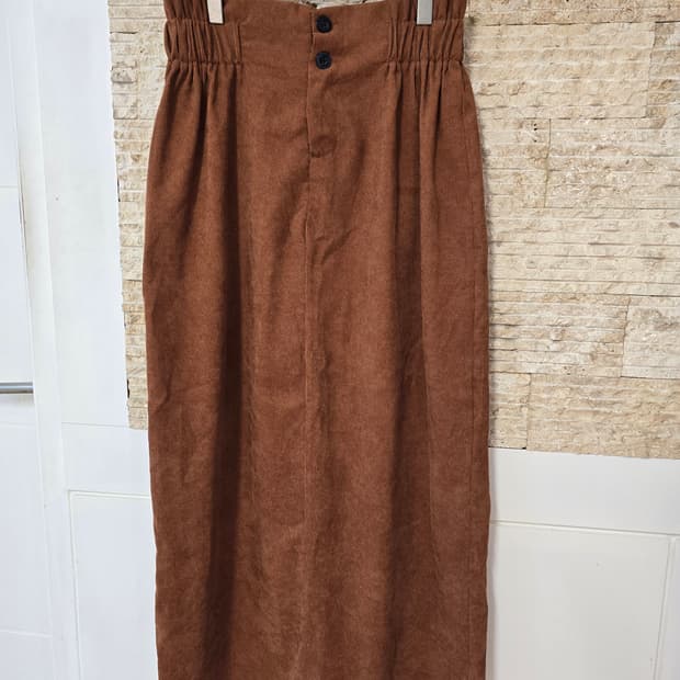 쉬인(SHEIN) 코듀로이 롱 스커트 M 브라운