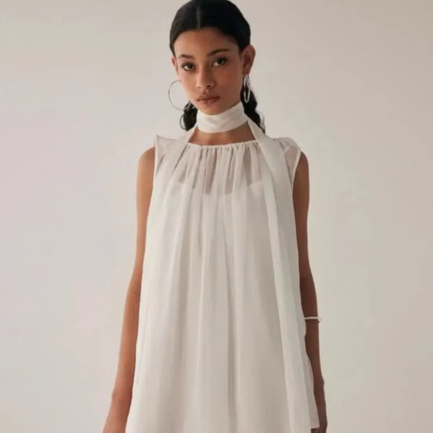 트리밍버드 타이 미니 원피스